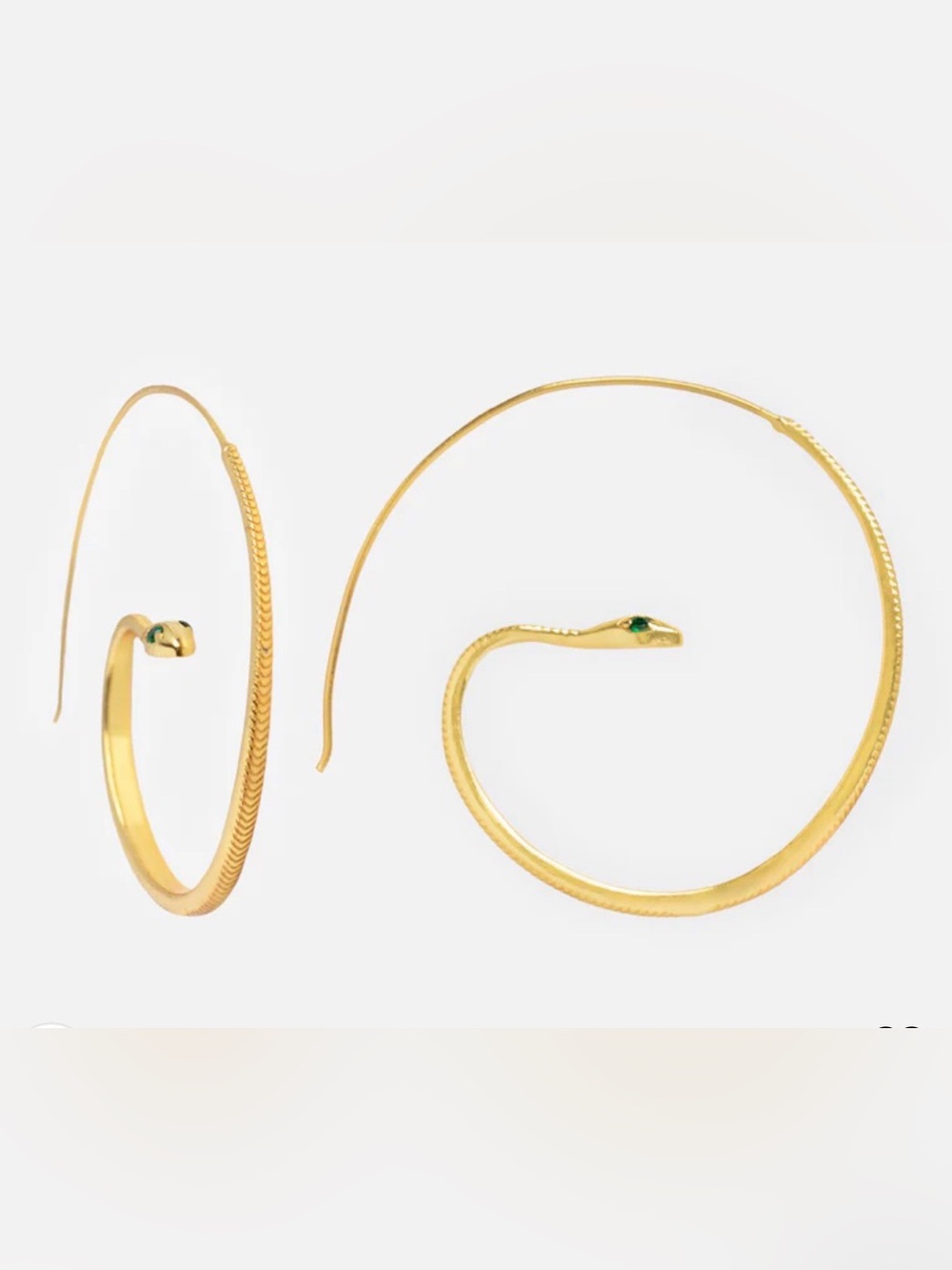 Large Snake Hoop Earrings with Green Accent Eyes